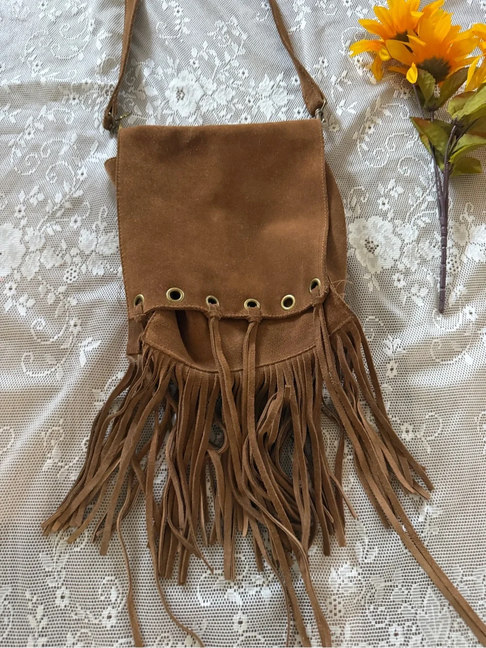 Naturalizer brown Suede leather Fringe Hobo Bag
